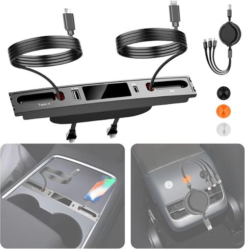 Fast Tesla USB Charge Hub, Retractable Multi Tesla Model Y/3 USB Hub 2024/2023/2022/2021 Accessories, Tesla Charging Cable Gifts for Tesla Owners in Saudi Arabia