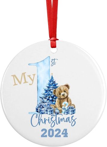 Babys First Christmas Ornament 2024, Personalized Keepsake for Girl Boy, My 1st Holiday Gift (Blue Year Only) in Kuwait