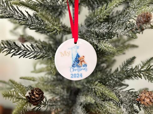 Babys First Christmas Ornament 2024, Personalized Keepsake for Girl Boy, My 1st Holiday Gift (Blue Year Only) in Kuwait