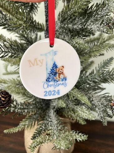 Babys First Christmas Ornament 2024, Personalized Keepsake for Girl Boy, My 1st Holiday Gift (Blue Year Only) in Kuwait