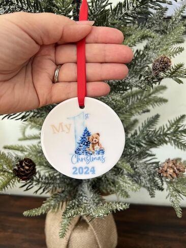 Babys First Christmas Ornament 2024, Personalized Keepsake for Girl Boy, My 1st Holiday Gift (Blue Year Only) in Kuwait