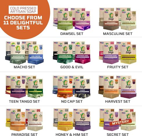 Natural Bar Soap for Men - Vegan Bath Soap Bars Gift Set - Handmade Cold Process Artisan Soap with Essential Oil, Aromatic All Moisturizing Wash Soaps, Fragrant Macho Scent by Age of Sage (4 Pack) in Kuwait