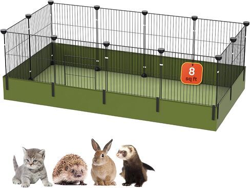 C&C Guinea Pig Cage - 12 Panels Expandable Pet Playpen with Waterproof Liner, Small Animal Enclosure for Rabbit, Bunny, Puppy, Kitten, Ferret, Indoor/Outdoor Yard Fence, Black in Saudi Arabia