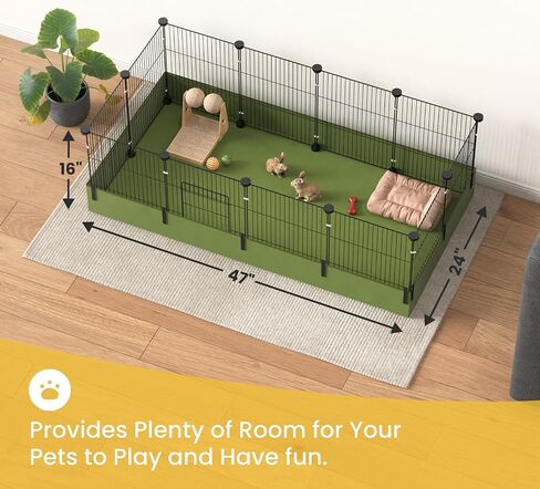 C&C Guinea Pig Cage - 12 Panels Expandable Pet Playpen with Waterproof Liner, Small Animal Enclosure for Rabbit, Bunny, Puppy, Kitten, Ferret, Indoor/Outdoor Yard Fence, Black in Saudi Arabia