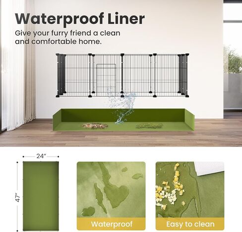C&C Guinea Pig Cage - 12 Panels Expandable Pet Playpen with Waterproof Liner, Small Animal Enclosure for Rabbit, Bunny, Puppy, Kitten, Ferret, Indoor/Outdoor Yard Fence, Black in Saudi Arabia