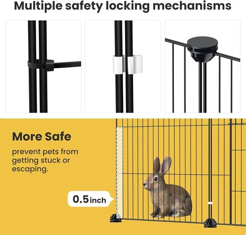 C&C Guinea Pig Cage - 12 Panels Expandable Pet Playpen with Waterproof Liner, Small Animal Enclosure for Rabbit, Bunny, Puppy, Kitten, Ferret, Indoor/Outdoor Yard Fence, Black in Saudi Arabia