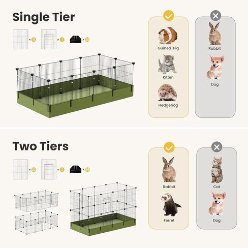 C&C Guinea Pig Cage - 12 Panels Expandable Pet Playpen with Waterproof Liner, Small Animal Enclosure for Rabbit, Bunny, Puppy, Kitten, Ferret, Indoor/Outdoor Yard Fence, Black in Saudi Arabia