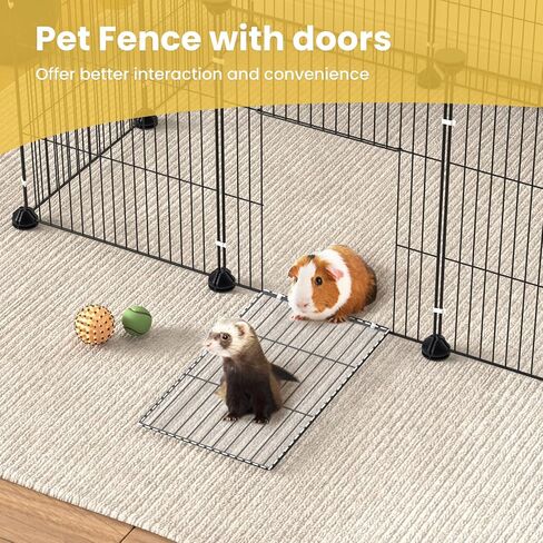 C&C Guinea Pig Cage - 12 Panels Expandable Pet Playpen with Waterproof Liner, Small Animal Enclosure for Rabbit, Bunny, Puppy, Kitten, Ferret, Indoor/Outdoor Yard Fence, Black in Saudi Arabia