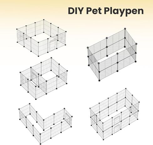 C&C Guinea Pig Cage - 12 Panels Expandable Pet Playpen with Waterproof Liner, Small Animal Enclosure for Rabbit, Bunny, Puppy, Kitten, Ferret, Indoor/Outdoor Yard Fence, Black in Saudi Arabia