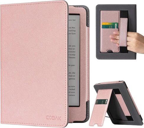 حافظة CoBak مع حامل لجهاز Kindle Paperwhite - غطاء متين من جلد البولي يوريثان مع خاصية التنبيه التلقائي للنوم، وفتحة للبطاقة، وميزة حزام اليد - يناسب جهاز Kindle Paperwhite من الجيل الحادي عشر مقاس 6.8 بوصات إصدار التوقيع 2021 in Saudi Arabia