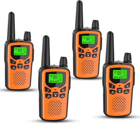 Walkie Talkies,Erelis Long Rang Walkie Talkies with 22 FRS Channels,Walkie Talkies for Adults with Lamp,VOX,LCD Display for Outdoor Activities 4 Pack (Orange) in Saudi Arabia
