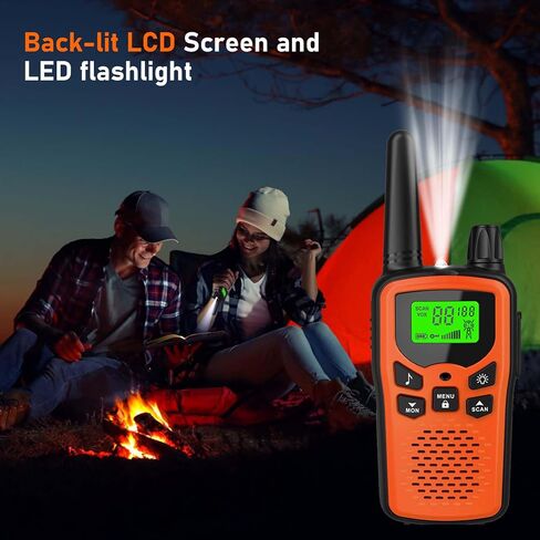 Walkie Talkies,Erelis Long Rang Walkie Talkies with 22 FRS Channels,Walkie Talkies for Adults with Lamp,VOX,LCD Display for Outdoor Activities 4 Pack (Orange) in Saudi Arabia