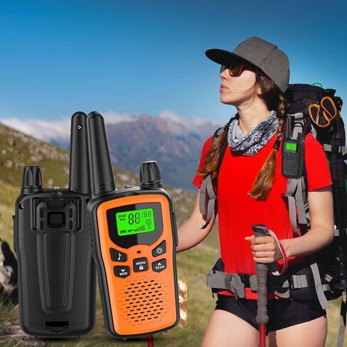 Walkie Talkies,Erelis Long Rang Walkie Talkies with 22 FRS Channels,Walkie Talkies for Adults with Lamp,VOX,LCD Display for Outdoor Activities 4 Pack (Orange) in Saudi Arabia