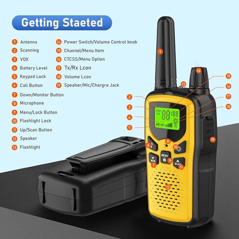 Walkie Talkies,Erelis Long Rang Walkie Talkies with 22 FRS Channels,Walkie Talkies for Adults with Lamp,VOX,LCD Display for Outdoor Activities 4 Pack (Orange) in Saudi Arabia