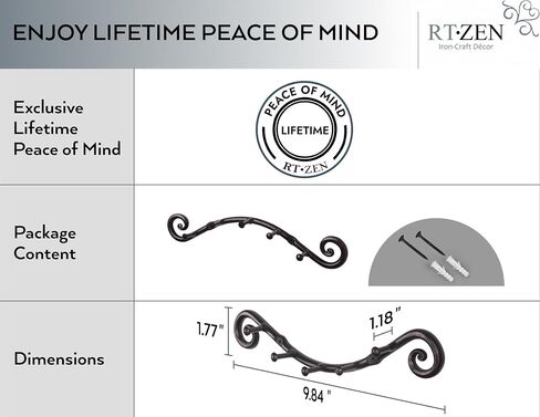 RTZEN Farmhouse Small Key Holder for Wall - Handcrafted Swirl Decorative 5 Key Hooks for Home Entryway - Wrought Iron Black Wall Mount Key Rack Purse Coat and Leash Holder or Organizer (Swirly) in Kuwait