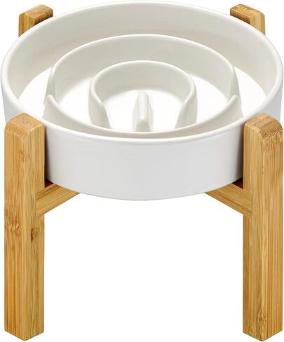 Ceramic Slow Feeder Dog Bowls, 2.0 Cups Slow Feeder for Medium Dogs, Puzzle Maze Bowl to Slow Down Eating, 30oz, 8in, White in Kuwait