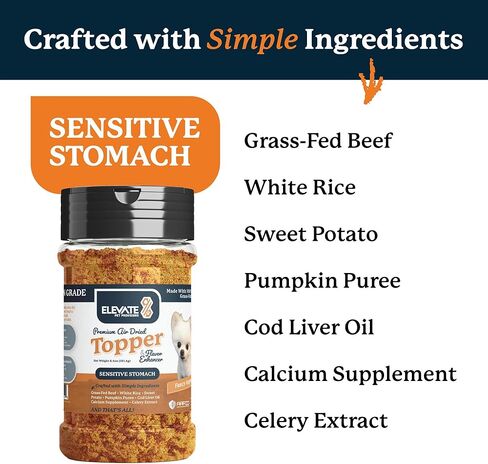 Sensitive Stomach Dog Food - 100% Human Grade Air Dried Dog Food - All Natural - USA Grass Fed Beef - Limited Ingredient Dog Food - Dehydrated - Complete Meal or Dog Food Topper – Beef - Sample Bag in Saudi Arabia