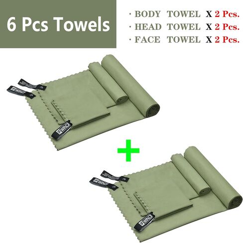 2 Sets (3 Size at 1 Set) Quick Dry Camping Towels,6 Pcs Microfiber Travel Towel,Lightweight Travel Fast Drying Towels for Men & Women,Sports, Yoga,Swim,Gym,Swimming Pool,Beach in Saudi Arabia