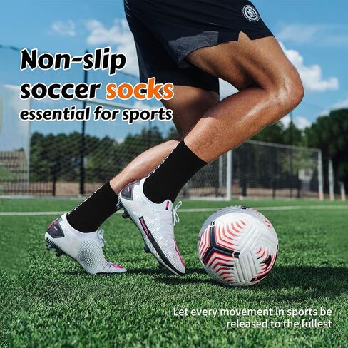 wonhag Men's Soccer Socks Anti Slip 1/3/4 Pairs Non Slip Gripper Pads for Football Basketball Sports With Grippers Socks in Kuwait