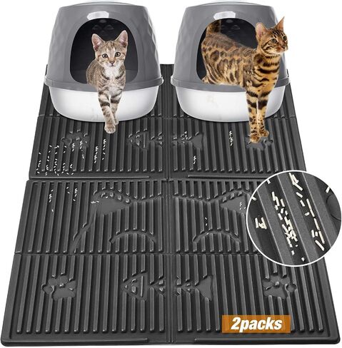 Cat Litter Mat, 31"x24" Large Litter Box Mat, Waterproof Kitty Litter Trapping Mat Easy Clean Cat Mat for Litter Catcher with Grooves & Raised Edges Scatter Control in Saudi Arabia