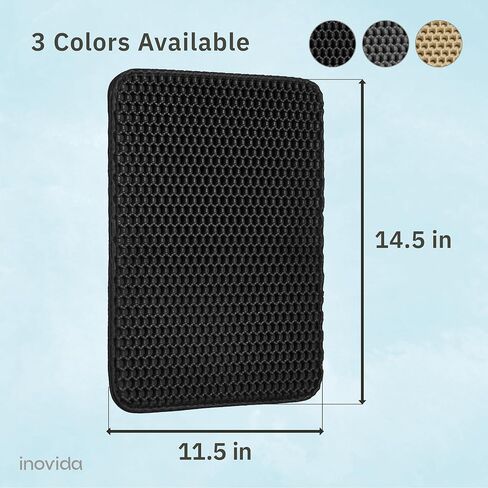 XS Cat Litter Mat Black 14.5"x11.5" - Washable Kitty Litter Catcher for Small Spaces – Non-Slip, Waterproof Cat Litter Trapping Mat – Compact Litter Box Rug for Tiny Rooms – Inovida Pet Litter Mat in Saudi Arabia