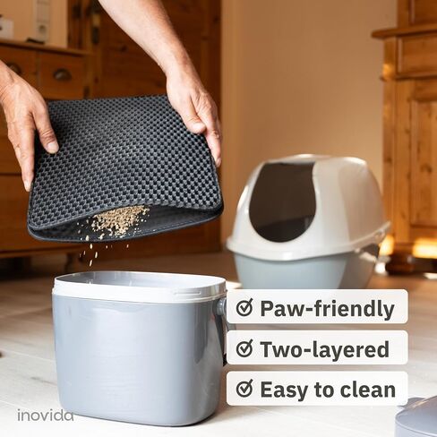 XS Cat Litter Mat Black 14.5"x11.5" - Washable Kitty Litter Catcher for Small Spaces – Non-Slip, Waterproof Cat Litter Trapping Mat – Compact Litter Box Rug for Tiny Rooms – Inovida Pet Litter Mat in Saudi Arabia