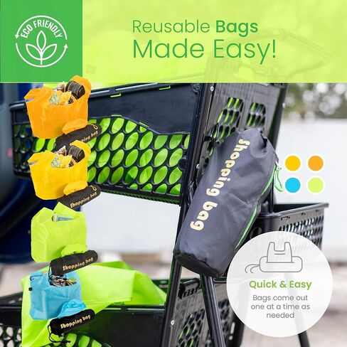 Shopping bags for groceries,10 large washable reusable grocery bags in a compact capsule with a click and carry clip. in Saudi Arabia