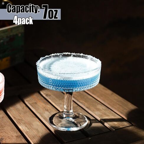 4 Pcs Martini Glasses, 7 oz Vintage Cocktail Coupe Glasses Set, Unique Beaded Glass, Classic Cocktail Galssware, Bar Drinking Glasses Set, Pefect for Cocktail, Wine, Champagne(4Pcs) in Saudi Arabia
