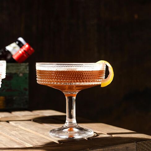 4 Pcs Martini Glasses, 7 oz Vintage Cocktail Coupe Glasses Set, Unique Beaded Glass, Classic Cocktail Galssware, Bar Drinking Glasses Set, Pefect for Cocktail, Wine, Champagne(4Pcs) in Saudi Arabia