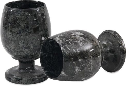 Radicaln Marble Wine Glasses Black 5.5" Inches 8.4 OZ Handmade Cocktail Glasses For Bar - Red Wine Glasses, Champagne Glasses For Vodka - Drinking Glasses Set of 2 Wine Glass in Kuwait