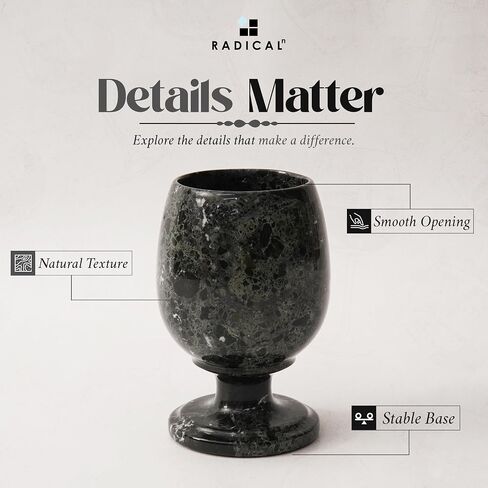 Radicaln Marble Wine Glasses Black 5.5" Inches 8.4 OZ Handmade Cocktail Glasses For Bar - Red Wine Glasses, Champagne Glasses For Vodka - Drinking Glasses Set of 2 Wine Glass in Kuwait