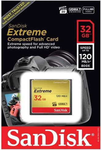 بطاقة ذاكرة سانديسك SDCFXSB-032G-G46 CF اكستريم 32 جيجابايت 120 ميجابايت/ثانية الفئة 10 in Saudi Arabia