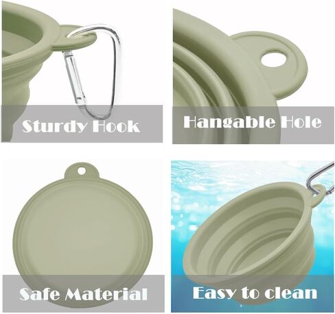 Collapsible Dog Bowl Travel Dog Water Bowl with Water Bottle Holder, Silicone Portable Dog Food Bowl for Cats and Dogs Walking, Hiking, Camping (Gray, 400 ml) in Saudi Arabia