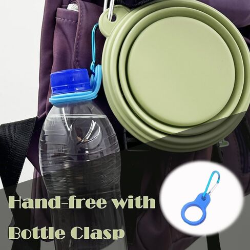 Collapsible Dog Bowl Travel Dog Water Bowl with Water Bottle Holder, Silicone Portable Dog Food Bowl for Cats and Dogs Walking, Hiking, Camping (Gray, 400 ml) in Saudi Arabia