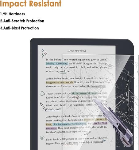 واقي شاشة مكون من عبوتين متوافق مع Kobo Libra Color 7" 2024/Libra 2 7" 2021، [وضوح HD] [9 صلابة] استبدال الزجاج المقسى للون Kobo Libra 7 بوصة/Libra 2 in Kuwait