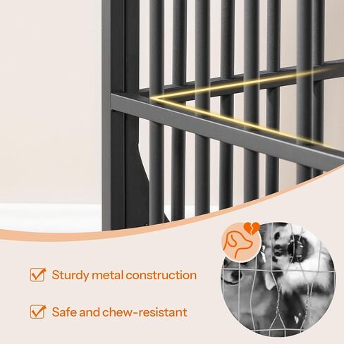 HOOBRO Dog Crate Furniture, Dog Kennel End Table, Indoor Dog House with Storage Shelf, Wooden Dog Crate with S Hooks, Chew-Resistant Metal Fence, for Puppies and Small Dogs, Greige and Black BG51GW03 in Saudi Arabia