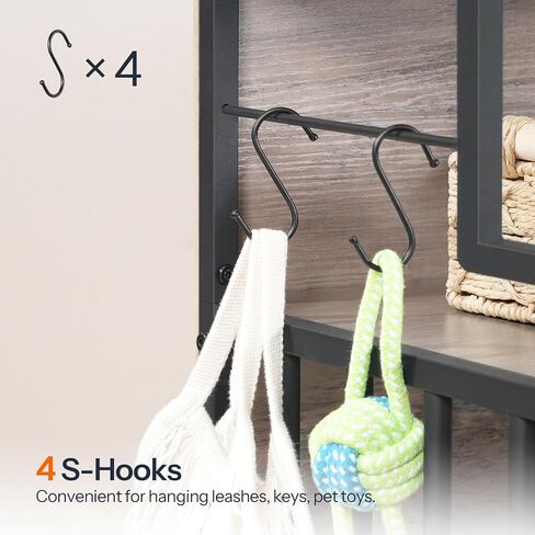 HOOBRO Dog Crate Furniture, Dog Kennel End Table, Indoor Dog House with Storage Shelf, Wooden Dog Crate with S Hooks, Chew-Resistant Metal Fence, for Puppies and Small Dogs, Greige and Black BG51GW03 in Saudi Arabia