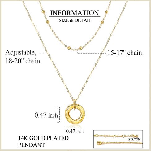 DAZLIME 14K الذهب الطبقات القلائد للنساء، اليدوية دائرة قلادة قلادة للنساء، عين الموت قلادة دائرة مزدوجة قلادة، لذيذ بسيط مرحلة القمر مجوهرات للنساء هدية in Saudi Arabia