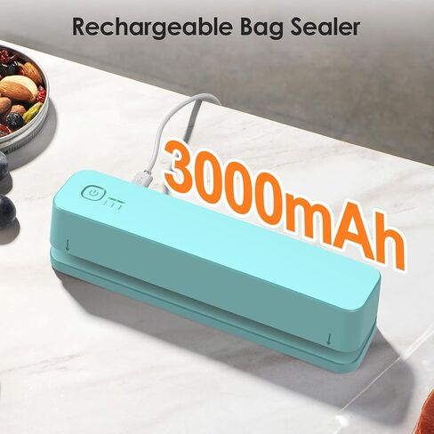 FEPPO حقيبة السدادة، 3000 مللي أمبير قابلة لإعادة الشحن حقيبة صغيرة السدادة مع 6.2 "شريط التدفئة، رقاقة حقيبة السدادة ختم الحرارة المحمولة 3 التروس قابل للتعديل السدادة الحرارية السريعة للرقائق والوجبات الخفيفة الحلوى أكياس تخزين المواد الغذائية in Kuwait