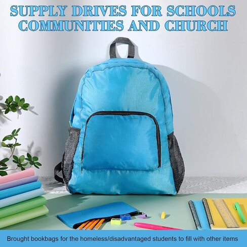 LEIFIDE 15 Pieces Backpack 17 Inch Backpacks 5 Assorted Colors Foldable Lightweight Bookbags Student Outdoor Travel School Book Bag in Kuwait