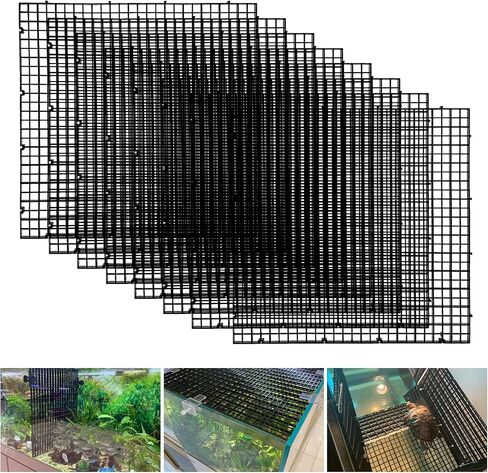 Adjustable Platic Grip Panel Aquarium Fish Tank Divider Filter Bottom DIY Plastic Grid Fish Tank Isolation Board Plastic Egg Crate Tray (Black, 4pcs 11.8X5.9 Inch with 0.15 Inch Hole) in Saudi Arabia
