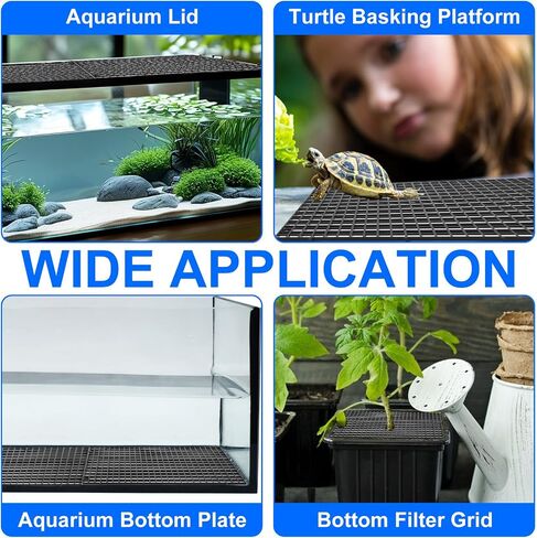 Sliverdew 2PCS Aquarium Fish Tank Divider Plastic Egg Crate Aquarium Filter Fish Tank Bottom Isolation Separator Bottom Tray Plastic Grid, L Black in Saudi Arabia
