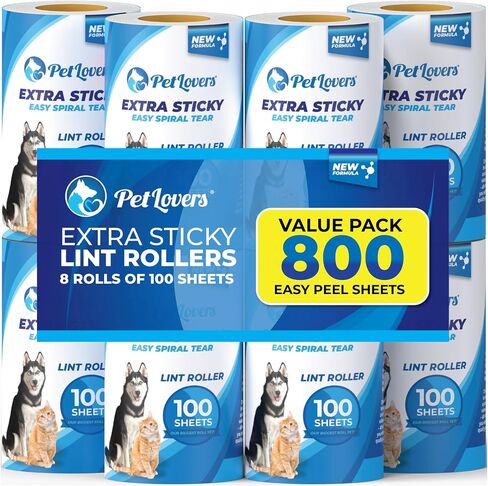 PetLovers Extra Sticky Lint Roller 8 Pack of Refills Only - No Handle Included - 100 Sheets Per Refill 800 Sheets Total in Saudi Arabia