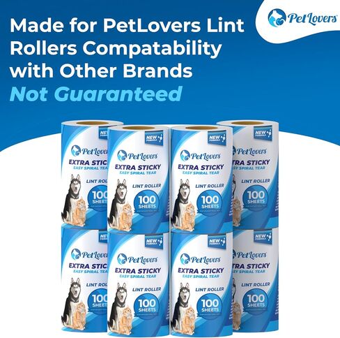 PetLovers Extra Sticky Lint Roller 8 Pack of Refills Only - No Handle Included - 100 Sheets Per Refill 800 Sheets Total in Saudi Arabia