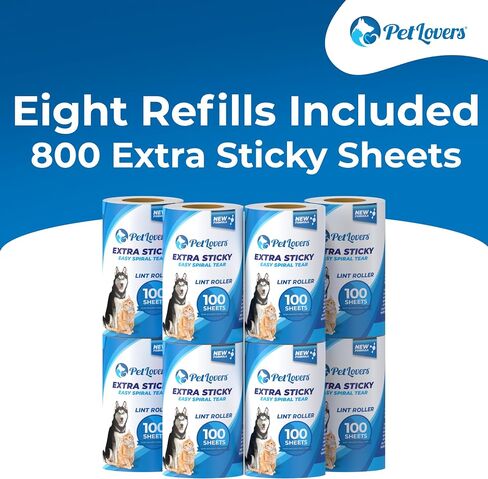 PetLovers Extra Sticky Lint Roller 8 Pack of Refills Only - No Handle Included - 100 Sheets Per Refill 800 Sheets Total in Saudi Arabia