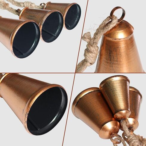 Christmas Bells for Decoration, Set of 3 Harmony Cow Bells, Vintage Handmade Rustic Hanging Bells, Metal Vintage Decorative Bells with Jute Hanging Rope in Saudi Arabia