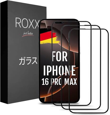 ROXX NEO Japanese 9H 3D Screen Protector (3-Pack) | Full Display Coverage | For iPhone 16 Pro | Harder | Clearer | Scratch-Resistant | Perfectly Matches ROXX Cases in Saudi Arabia