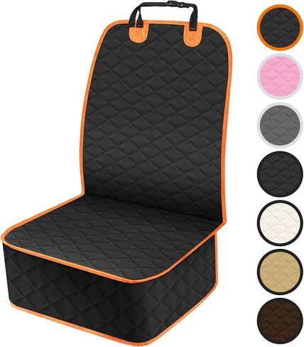 Front Seat Dog Cover, Waterproof Car Seat Covers for Dogs Nonslip Scratch-Proof Dog Seat Cover Front Seat for SUV, Trucks & Cars - S, Black/Orange in Kuwait
