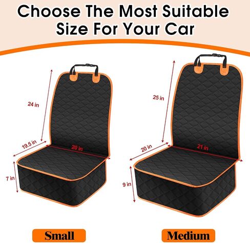 Front Seat Dog Cover, Waterproof Car Seat Covers for Dogs Nonslip Scratch-Proof Dog Seat Cover Front Seat for SUV, Trucks & Cars - S, Black/Orange in Kuwait