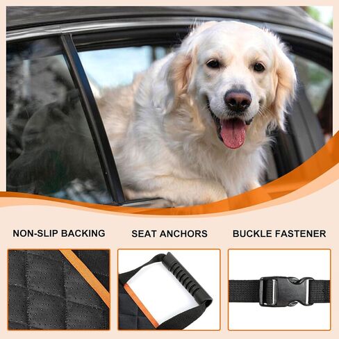 Front Seat Dog Cover, Waterproof Car Seat Covers for Dogs Nonslip Scratch-Proof Dog Seat Cover Front Seat for SUV, Trucks & Cars - S, Black/Orange in Kuwait